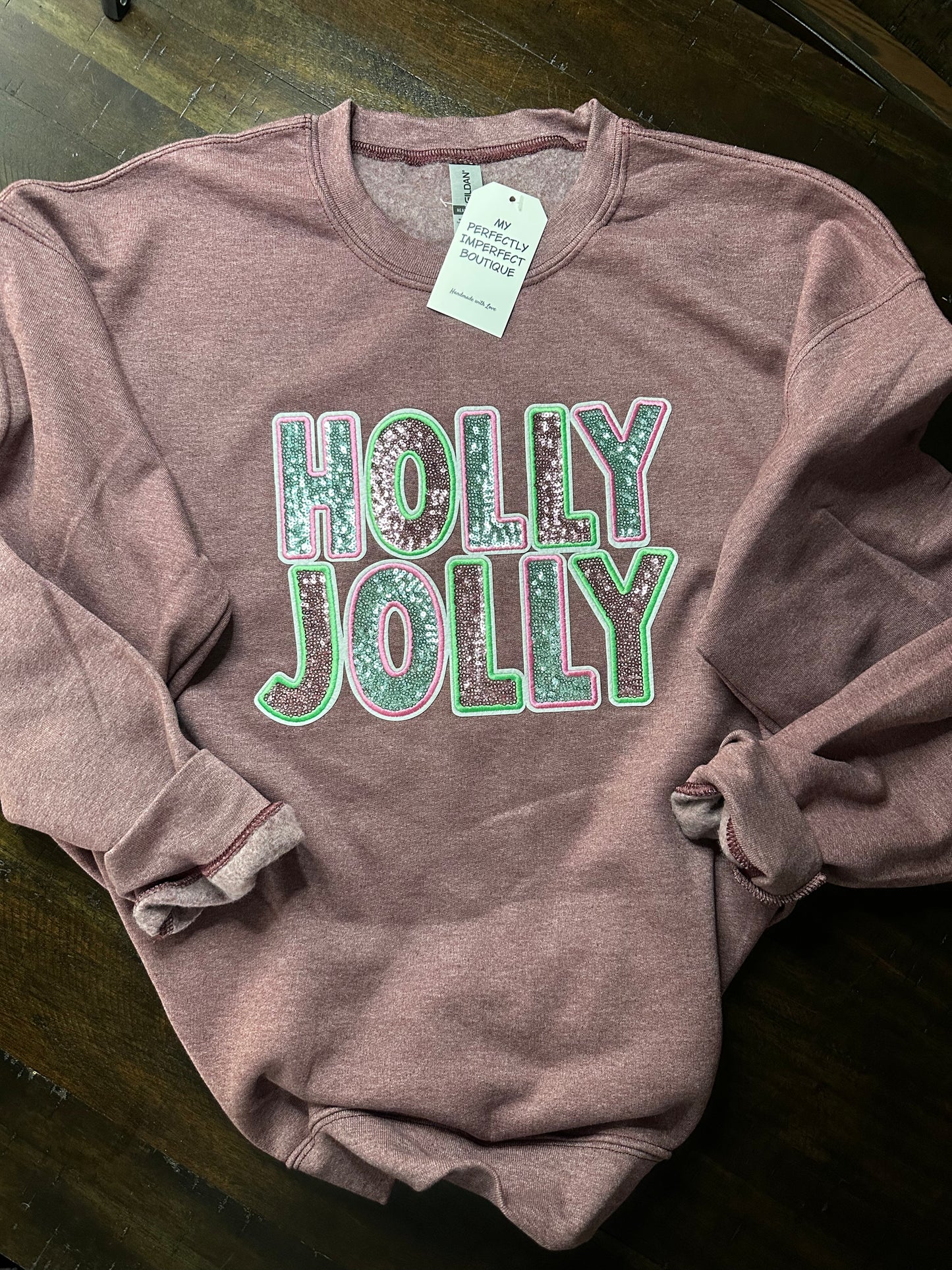 Sequin Holly Jolly Crewneck