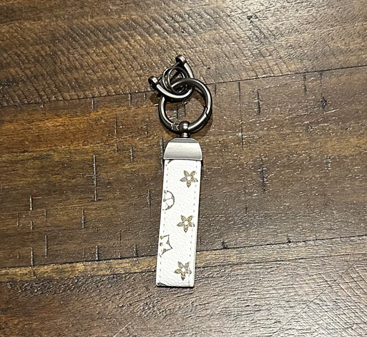 Keychain white and gun metal