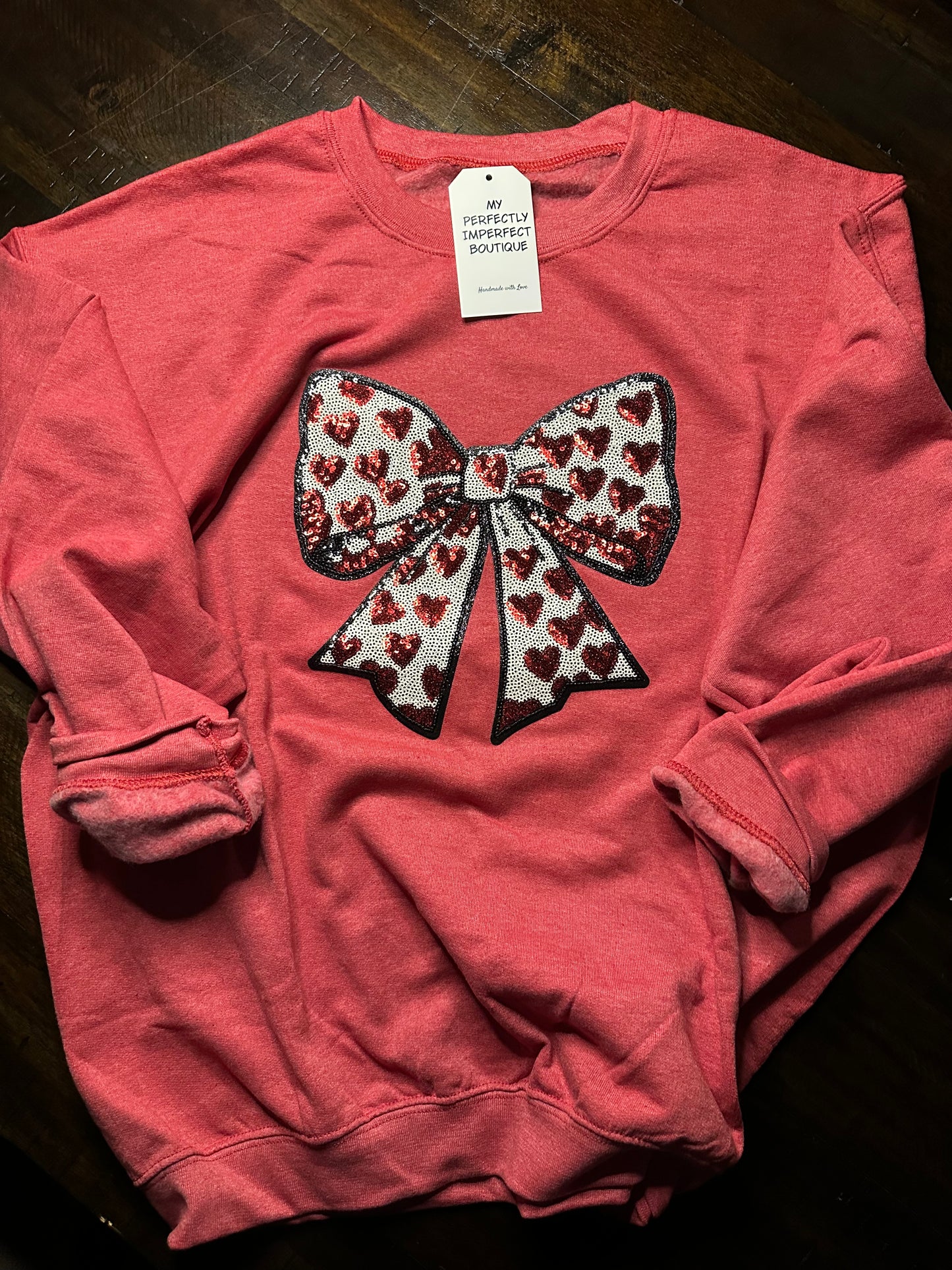 Bling Heart Bow Crewneck