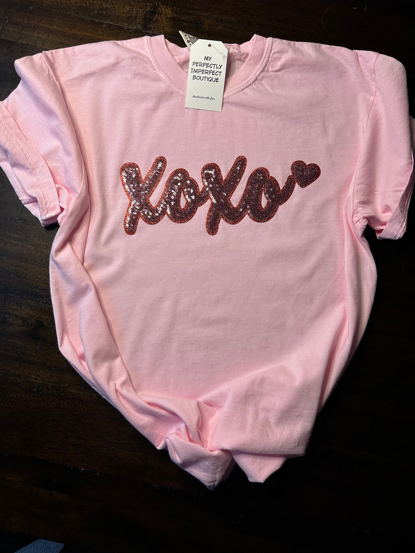 Pink Sequin XOXO Tee